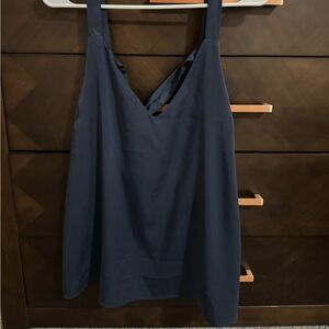 Navy blue satin tank top
